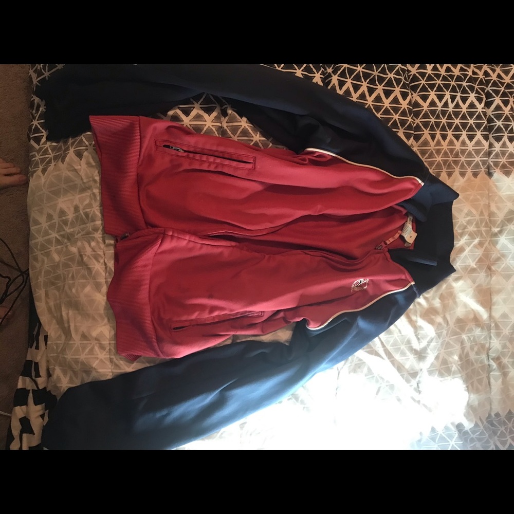 Red zip up jacket